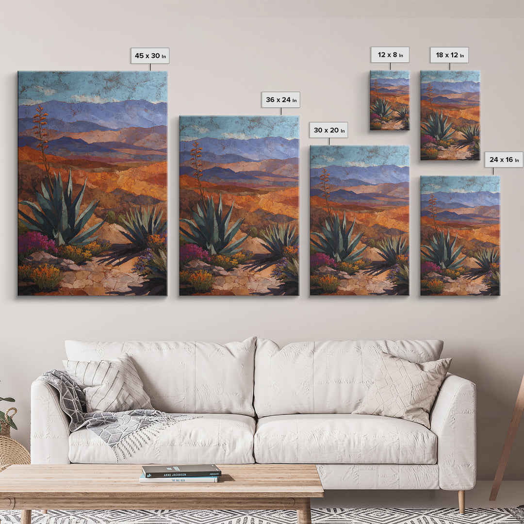 Desert Patio Agave and Bougainvillea Framed Canvas Print, Patio Art, Metal Art, Patio Decor, Fine Art, Outdoor, Patio Cushions, PAT-2x3-97