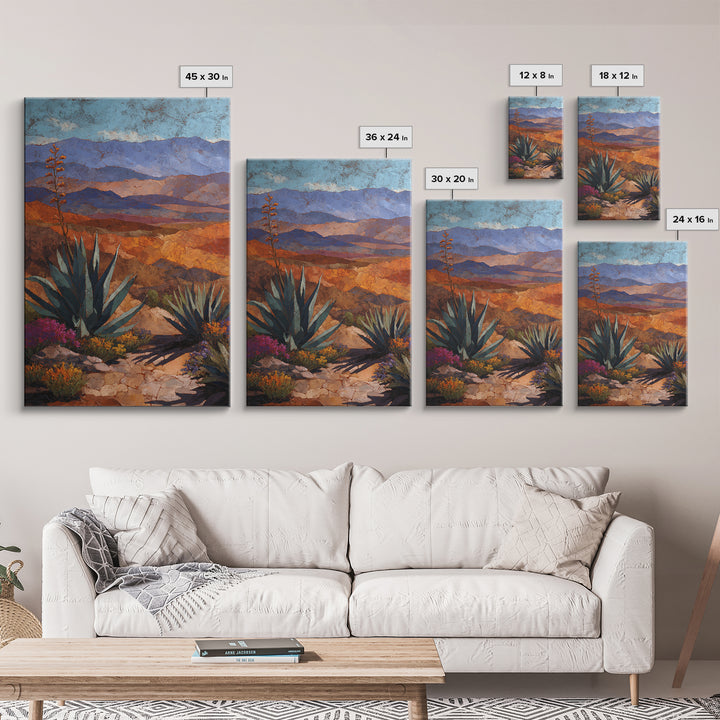Desert Patio Agave and Bougainvillea Framed Canvas Print, Patio Art, Metal Art, Patio Decor, Fine Art, Outdoor, Patio Cushions, PAT-2x3-97
