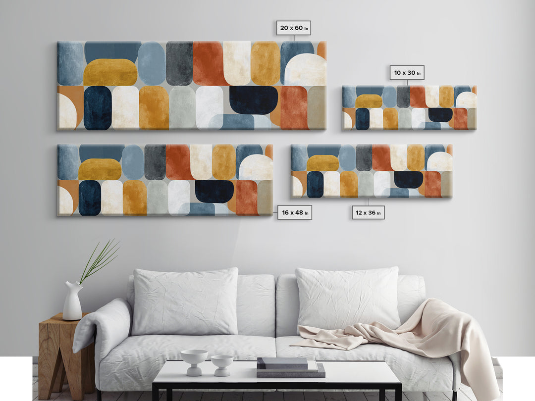 Warm Geometric Tile Pattern Canvas Print, Patio Art, Beach Art, Patio Decor, Abstract Art, Outdoor, Neutral Decor, Modern Decor, PAT-3x1-16
