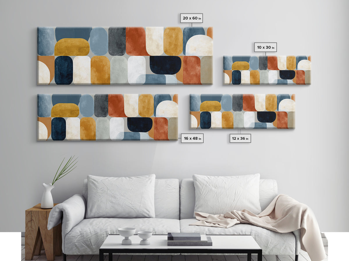 Warm Geometric Tile Pattern Canvas Print, Patio Art, Beach Art, Patio Decor, Abstract Art, Outdoor, Neutral Decor, Modern Decor, PAT-3x1-16
