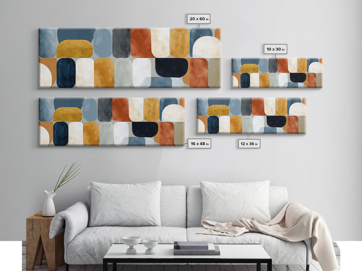 Warm Geometric Tile Pattern Canvas Print, Patio Art, Beach Art, Patio Decor, Abstract Art, Outdoor, Neutral Decor, Modern Decor, PAT-3x1-16