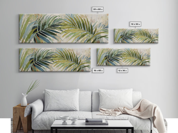 Tropical Palm Fronds Framed Canvas Print, Patio Art, Coastal Wall Decor, Patio Decor, Fine Art, Outdoor, Gallery Decor, PAT-3x1-17