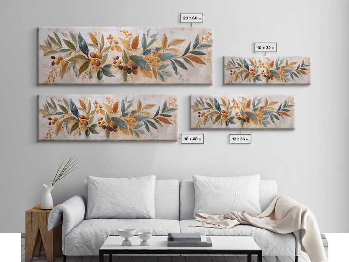 Olive Branch Wreath on Warm Plaster Canvas Print, Patio Art, Beach Art, Patio Decor, Fine Art, Outdoor, Neutral Decor, PAT-3x1-25
