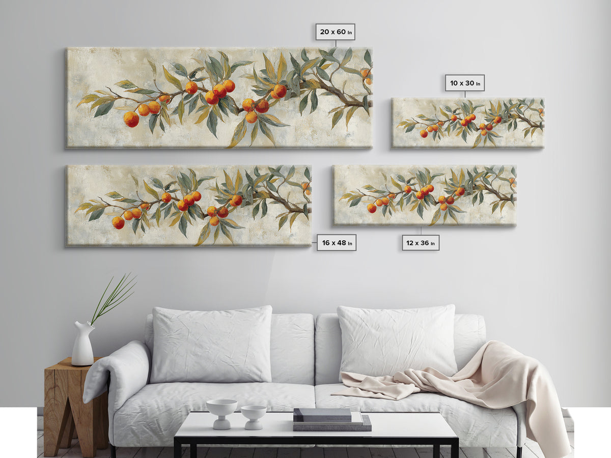 Orange Tree Branch Canvas Print, Patio Art, Garden Art, Patio Decor, Oil Painting, Outdoor, Beach House Decor, Porch Decor, PAT-3x1-38