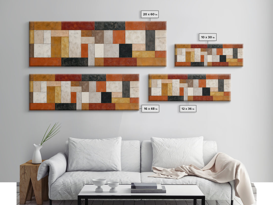 Warm Geometric Tile Pattern Canvas Print, Patio Art, Gallery Decor, Patio Decor, Fine Art, Outdoor, Contemporary Art, PAT-3x1-40