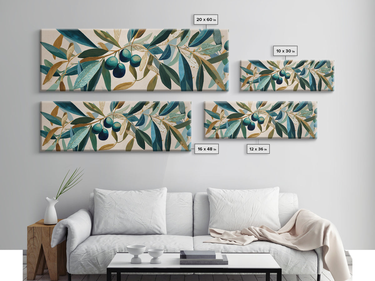 Olive Branch Wreath on Warm Plaster Framed Canvas Print, Patio Art, Yard Decor, Patio Decor, Oil Painting, Outdoor, PAT-3x1-73