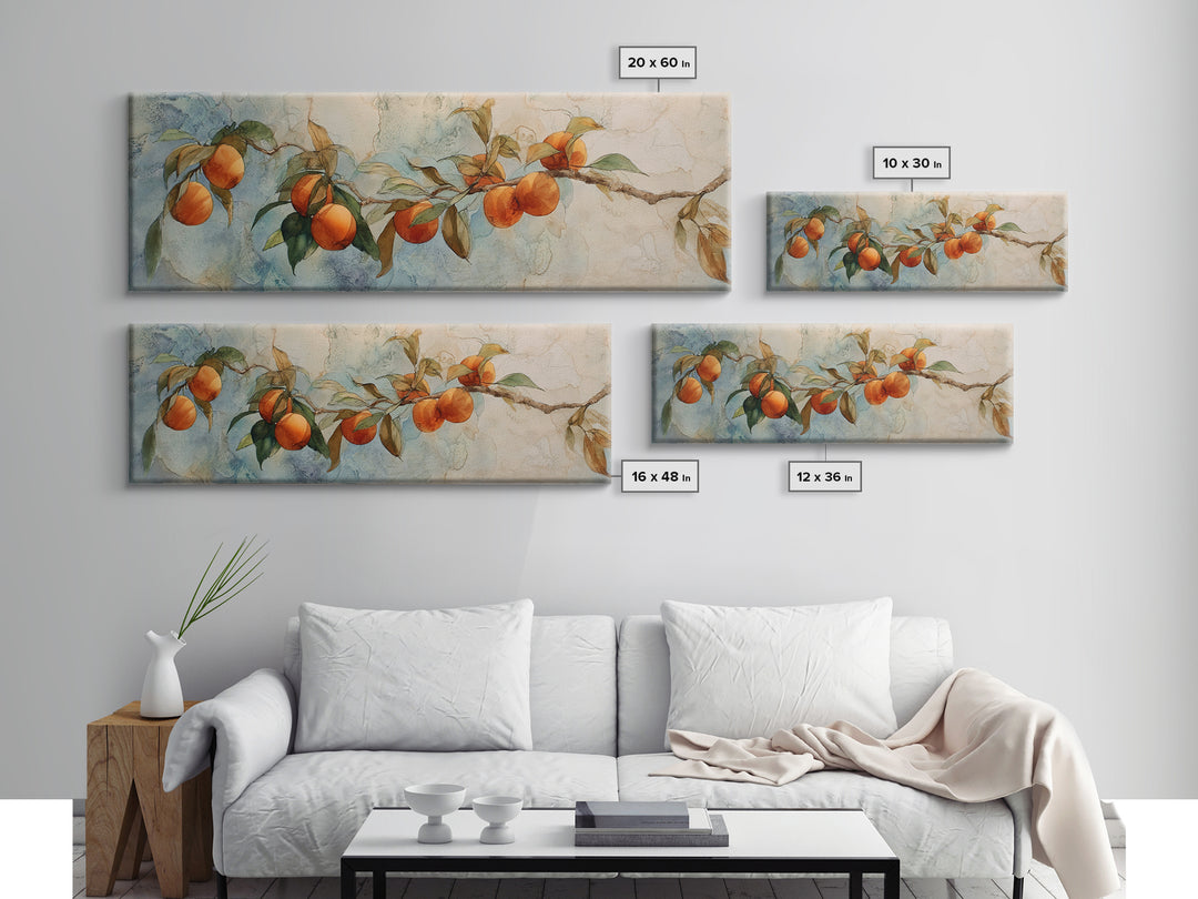 Orange Tree Branch Canvas Print, Patio Art, Western Decor, Patio Decor, Fine Art, Outdoor, Floral Art, Lake House Decor, PAT-3x1-86