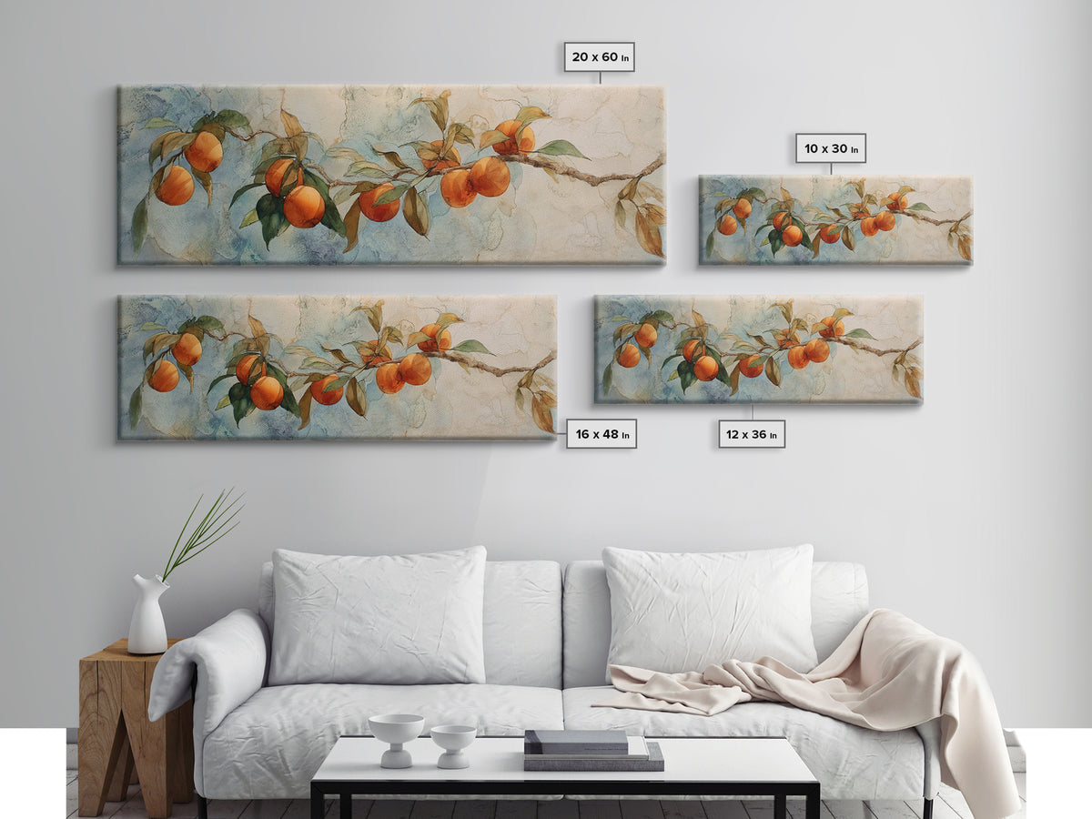 Orange Tree Branch Canvas Print, Patio Art, Western Decor, Patio Decor, Fine Art, Outdoor, Floral Art, Lake House Decor, PAT-3x1-86