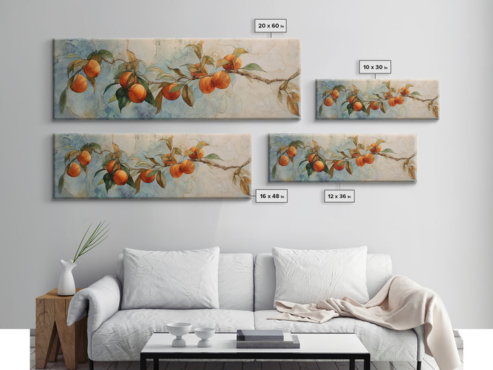 Orange Tree Branch Canvas Print, Patio Art, Western Decor, Patio Decor, Fine Art, Outdoor, Floral Art, Lake House Decor, PAT-3x1-86