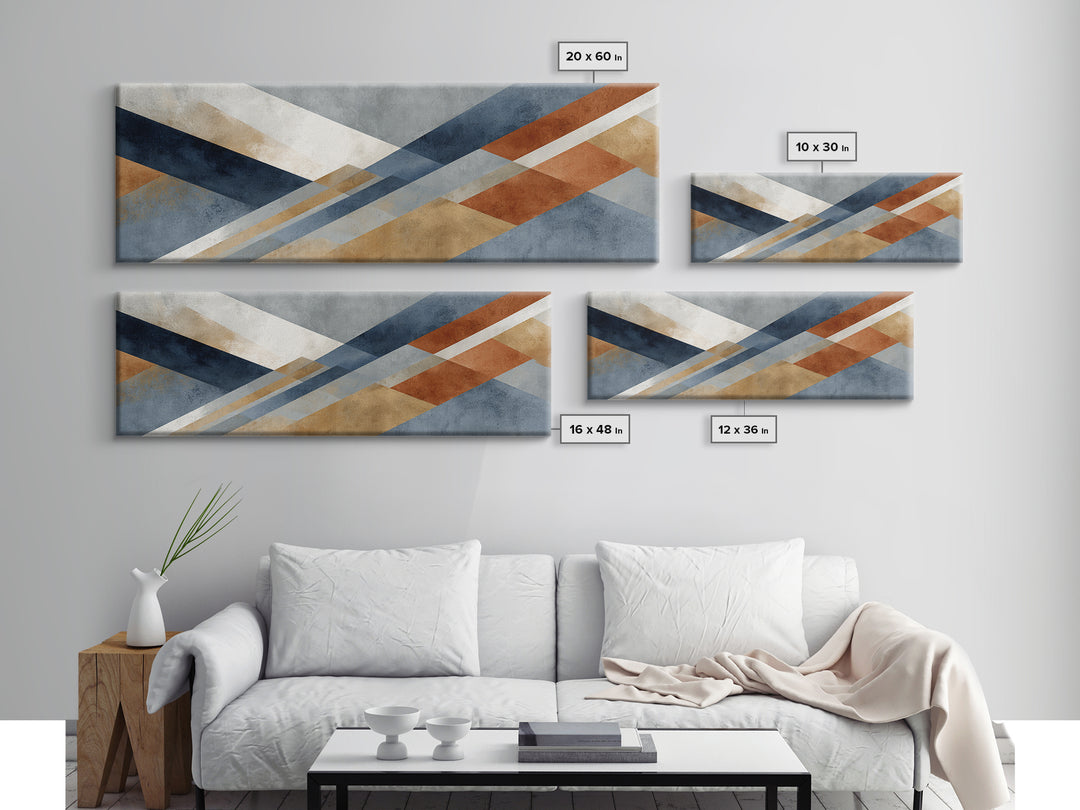 Warm Geometric Tile Pattern Canvas Print, Patio Art, Minimalist Decor, Patio Decor, Abstract Art, Outdoor, Yard Art, Metal Art, PAT-3x1-88