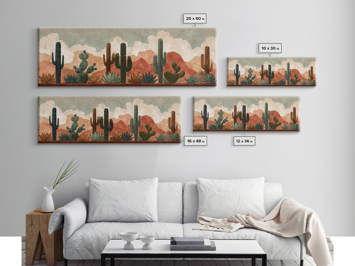 Cactus and Agave Canvas Print, Patio Art, Metal Wall Art, Patio Decor, Oil Painting, Outdoor, Coastal Wall Decor, Beach Art, PAT-3x1-92