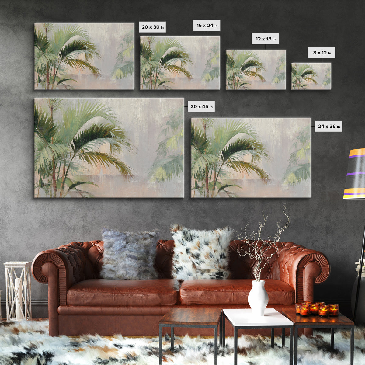 Tropical Palm Fronds Canvas Print, Patio Art, Yard Decor, Patio Decor, Fine Art, Outdoor, Luxury Decor, Art Print, Room Decor, PAT-3x2-29