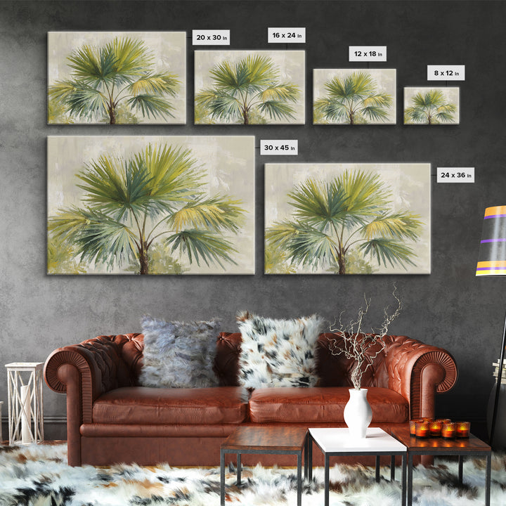Tropical Palm Fronds Framed Canvas Print, Patio Art, Beach Art, Patio Decor, Fine Art, Outdoor, Neutral Decor, Modern Decor, PAT-3x2-5