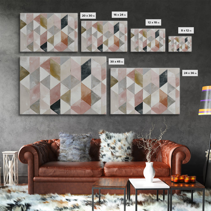 Warm Geometric Tile Pattern Canvas Print, Patio Art, Bar Art, Patio Decor, Fine Art, Outdoor, Outdoor Art, Gallery Decor, PAT-3x2-52