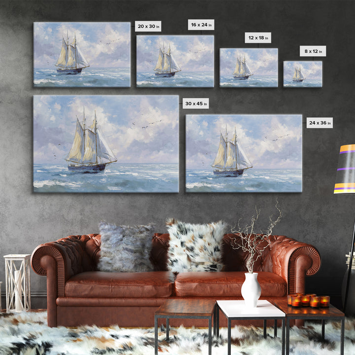 Sailboat on a Breezy Summer Horizon Canvas Print, Patio Art, Textured Painting, Patio Decor, Outdoor, Outdoor Wall Art, PAT-3x2-67