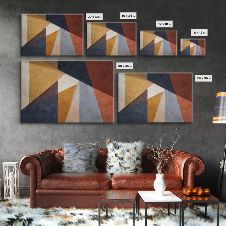 Warm Geometric Tile Pattern Canvas Print, Patio Art, Rustic Decor, Patio Decor, Abstract Art, Outdoor, Textured Painting, PAT-3x2-76