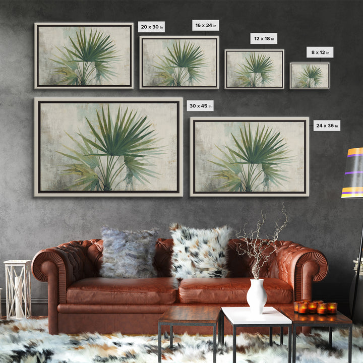 Tropical Palm Fronds Framed Canvas Print, Patio Art, Gallery Decor, Patio Decor, Fine Art, Outdoor, Contemporary Art, PAT-3x2-77