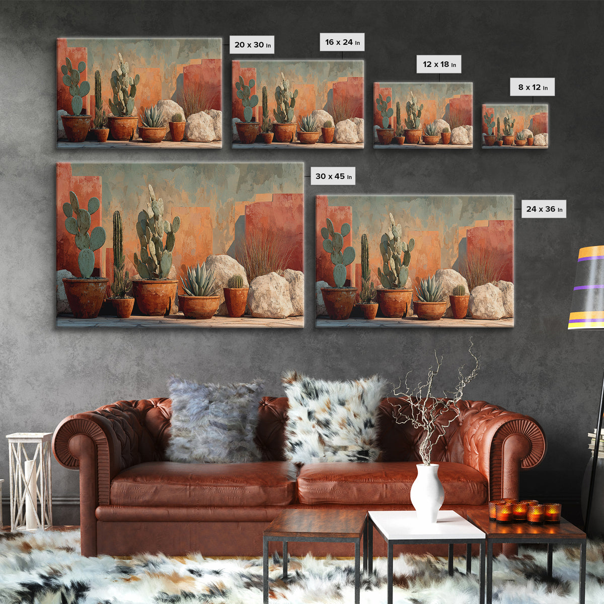 Cactus and Agave Framed Canvas Print, Patio Art, Metal Art, Patio Decor, Oil Painting, Outdoor, Patio Cushions, Yard Decor, PAT-3x2-8