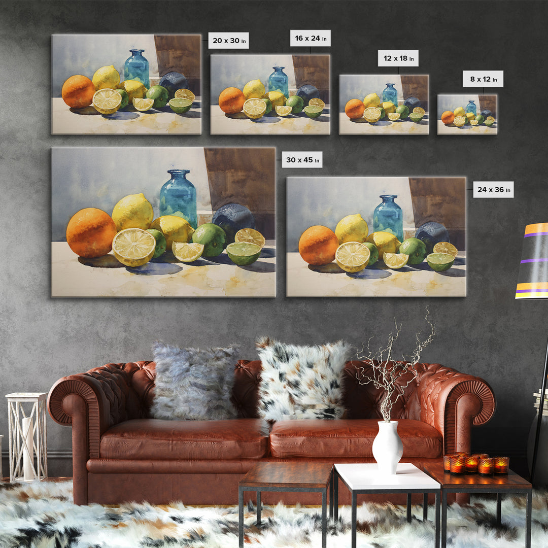 Outdoor Citrus Still Life Framed Canvas Print, Patio Art, Coastal Decor, Patio Decor, Fine Art, Outdoor, Family Wall Art, PAT-3x2-9