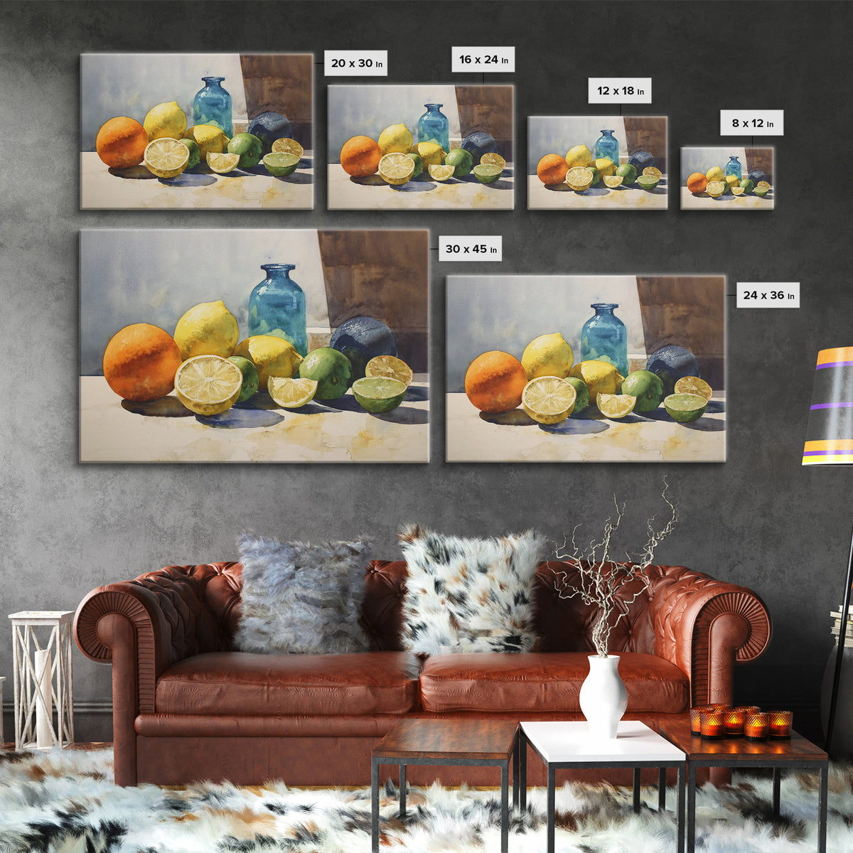 Outdoor Citrus Still Life Framed Canvas Print, Patio Art, Coastal Decor, Patio Decor, Fine Art, Outdoor, Family Wall Art, PAT-3x2-9
