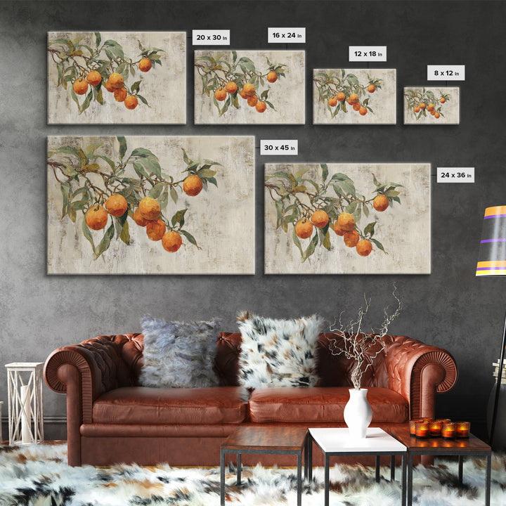 Orange Tree Branch Canvas Print, Patio Art, Porch Decor, Patio Decor, Oil Painting, Outdoor, Fine Art Print, Statement Artwork, PAT-3x2-98