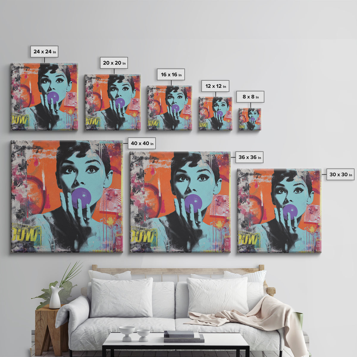 Lollipop Arrangement with Halftone Shadows Framed Canvas Print, Pop Art, Party Decor, Living Room Decor, Fine Art, Pop, POP-1x1-38