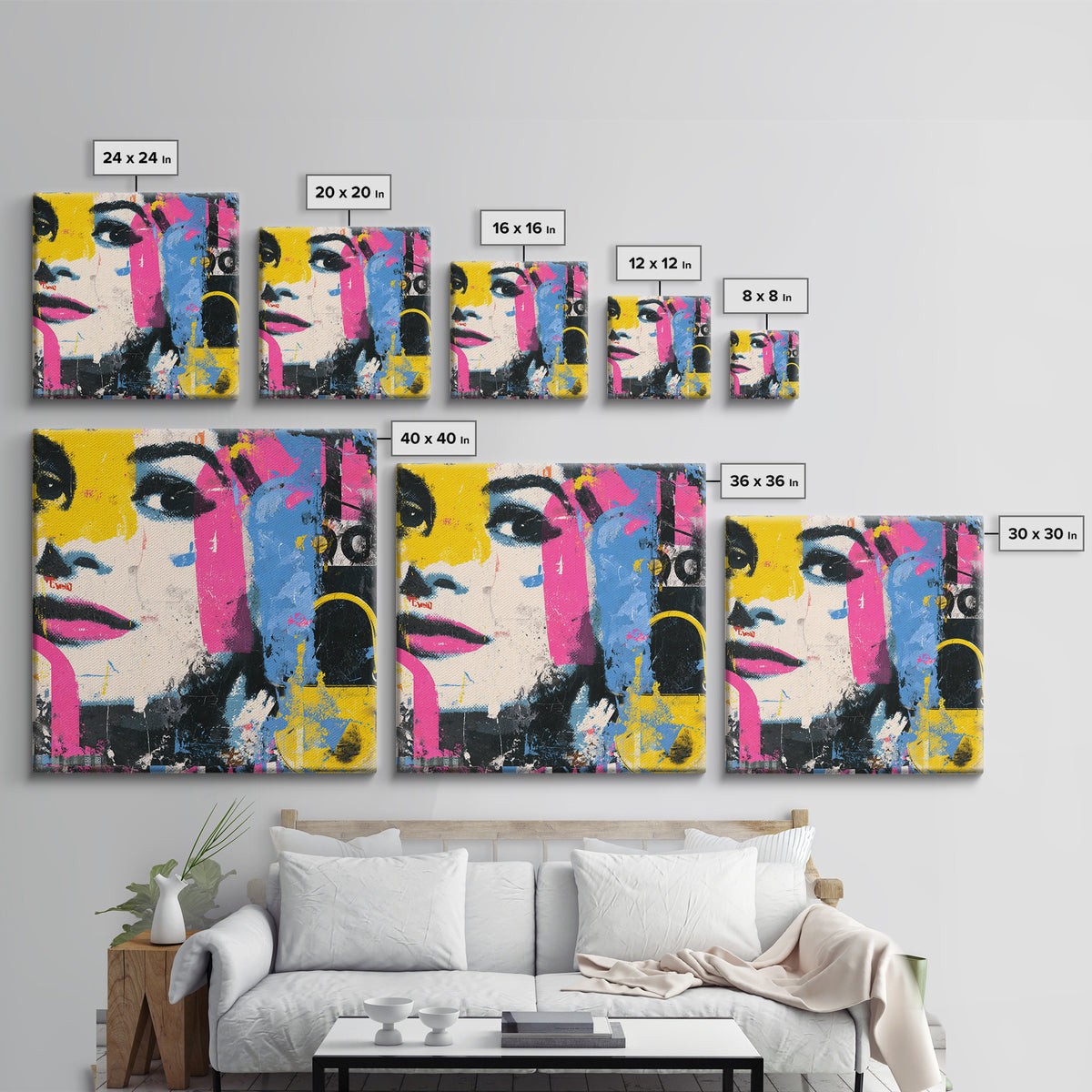 Shopping Bag Fashion Graphic Without Brands Framed Canvas Print, Pop Art, Wall Decor, Living Room Decor, Fine Art, Pop, POP-1x1-96
