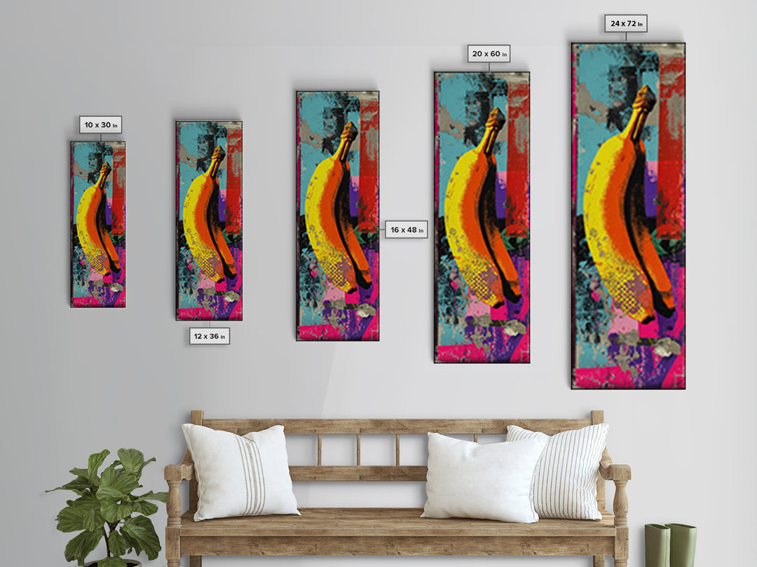 Bright Banana Still Life Canvas Print, Pop Art, Football Wall Art, Living Room Decor, Fine Art, Pop, Art Print, POP-1x3-14