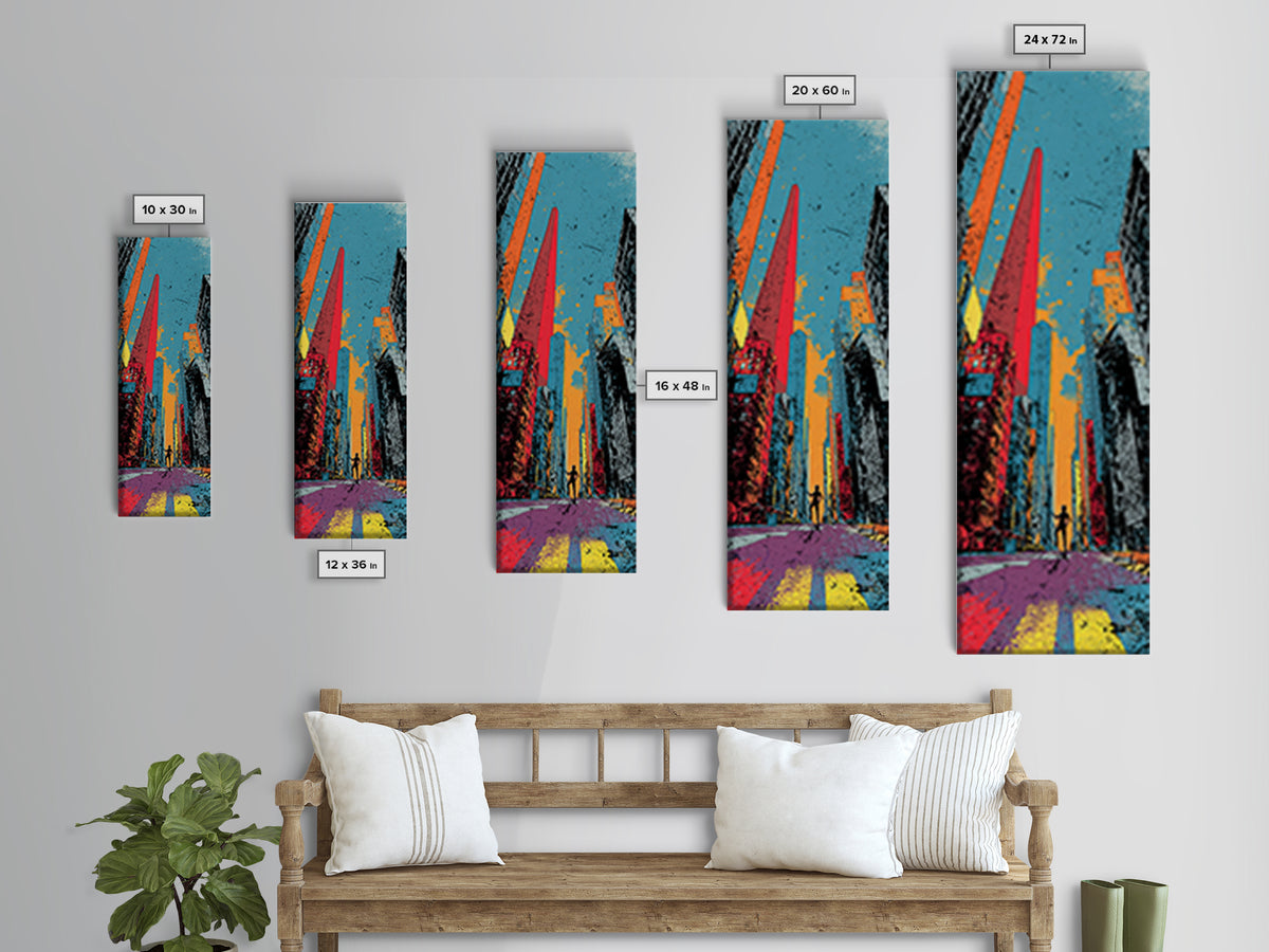 Comic Book City Skyline Canvas Print, Pop Art, Room Decor, Living Room Decor, Fine Art, Pop, Pet Portrait, Original Painting, POP-1x3-17