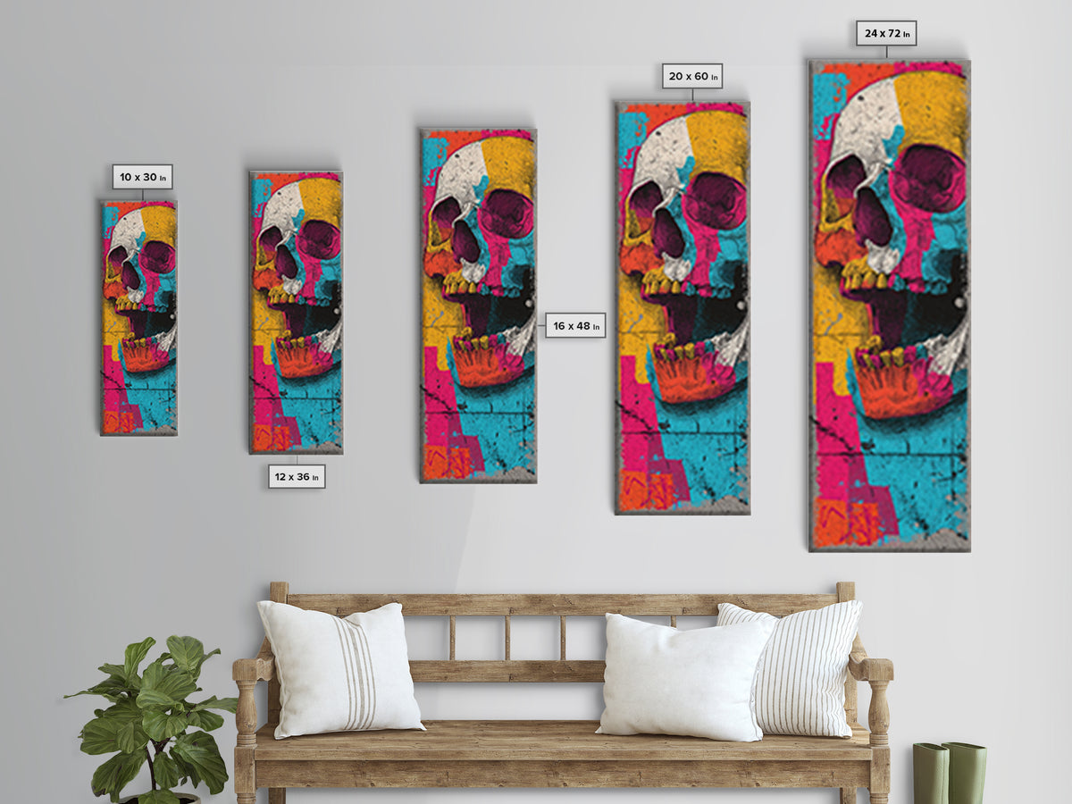 Pop Art Skull Canvas Print, Pop Art, Wall Art, Living Room Decor, Fine Art, Pop, Original Art, Canvas Wall Art, Abstract Art, POP-1x3-35