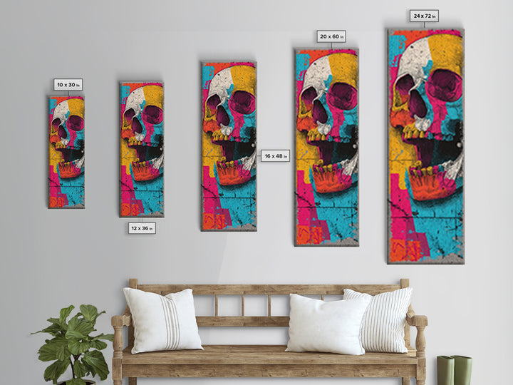 Pop Art Skull Canvas Print, Pop Art, Wall Art, Living Room Decor, Fine Art, Pop, Original Art, Canvas Wall Art, Abstract Art, POP-1x3-35