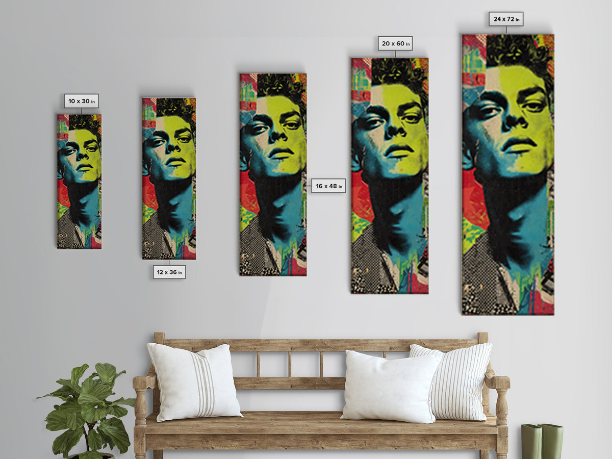 Neon Portrait with Thick Black Outlines Canvas Print, Pop Art, Wall Decor, Living Room Decor, Fine Art, Pop, Apartment Decor, POP-1x3-40