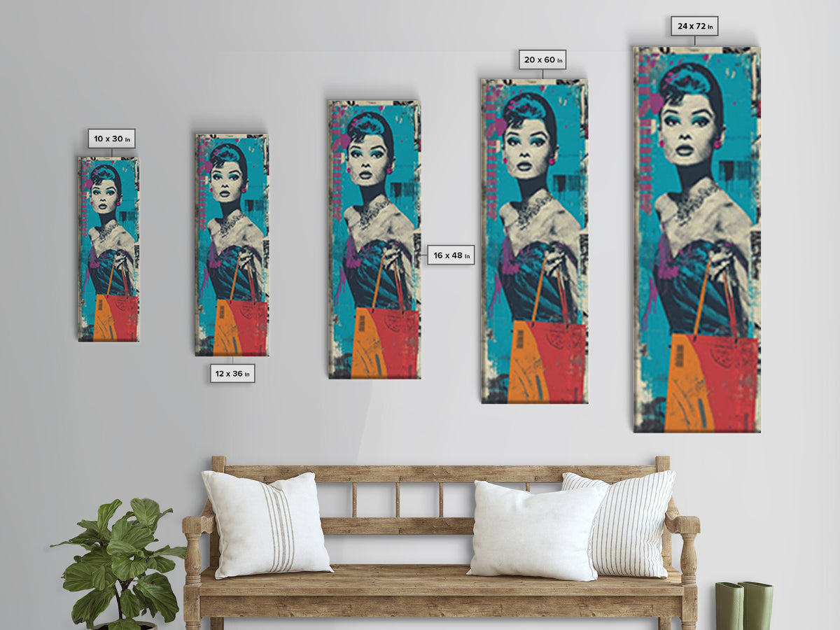 Shopping Bag Fashion Graphic Without Brands Canvas Print, Pop Art, Art, Living Room Decor, Abstract Art, Pop, Bedroom Decor, POP-1x3-60