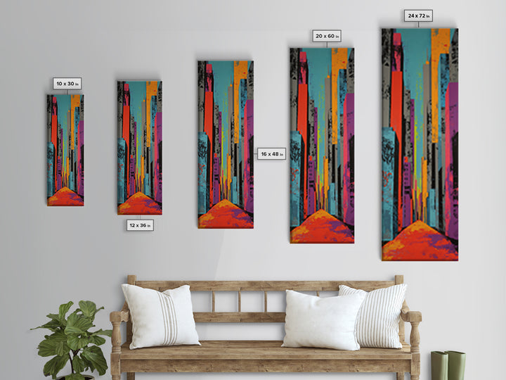 Comic Book City Skyline Canvas Print, Pop Art, Modern Art, Living Room Decor, Abstract Art, Pop, Modern Decor, Fine Art Print, POP-1x3-89