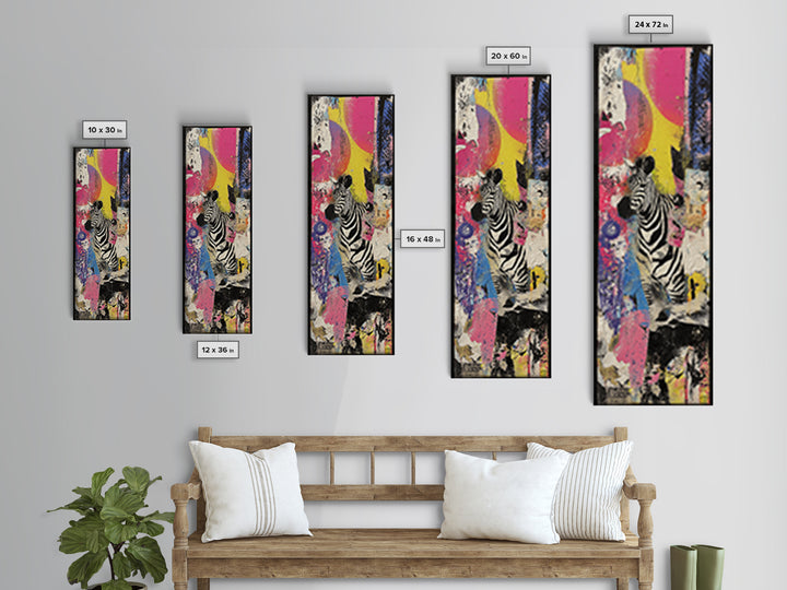 Zebra in Rainbow Pop Pattern Canvas Print, Pop Art, 3d Art, Living Room Decor, Oil Painting, Pop, Textured Painting, POP-1x3-97
