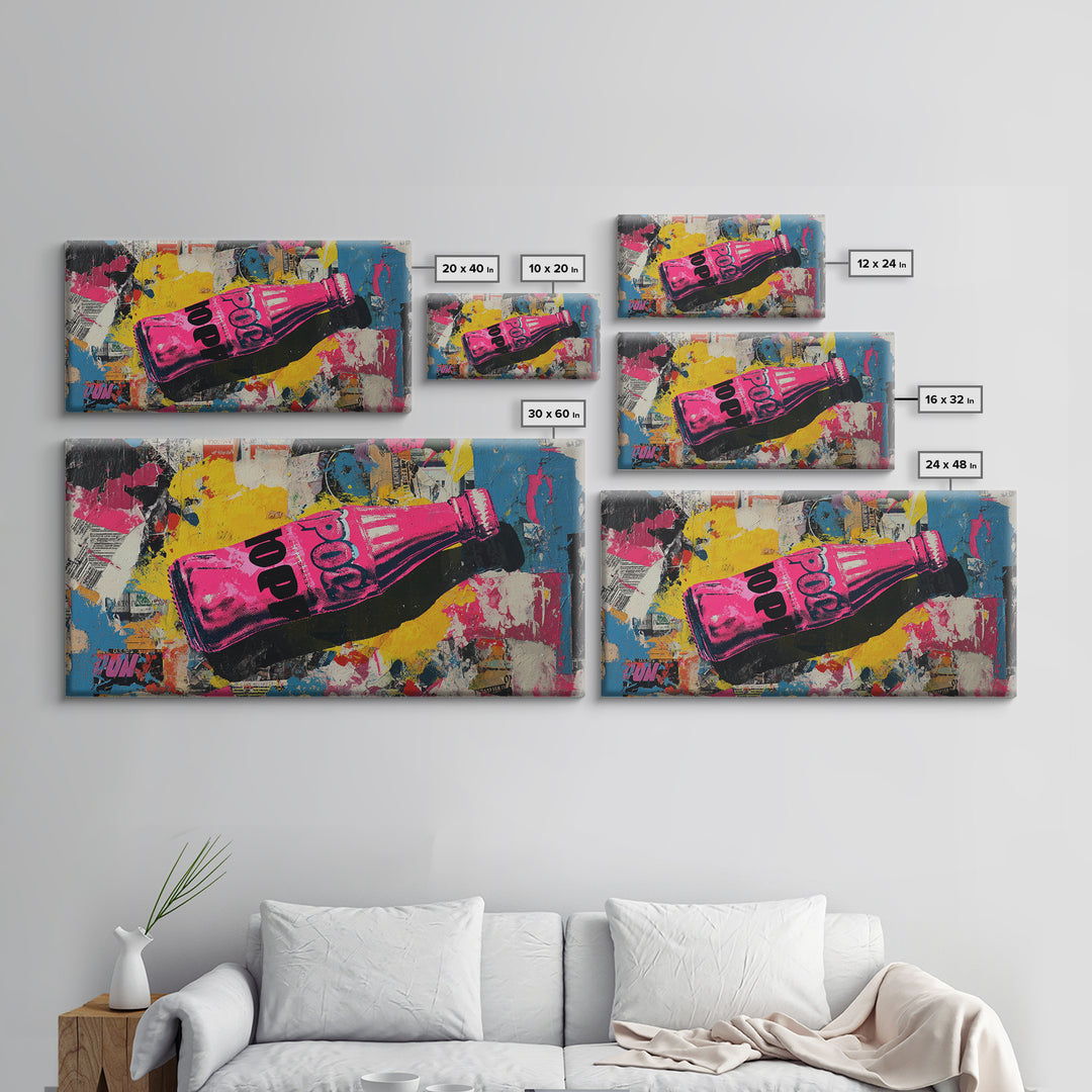 Retro Soda Bottle Canvas Print, Pop Art, Gothic Decor, Living Room Decor, Abstract Art, Pop, Dark Art, Original Artwork, POP-2x1-47