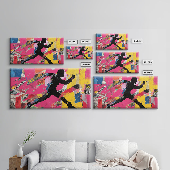 Superhero Silhouette in Dynamic Color Fields Framed Canvas Print, Pop Art, Modern Art, Living Room Decor, Abstract Art, Pop, POP-2x1-59