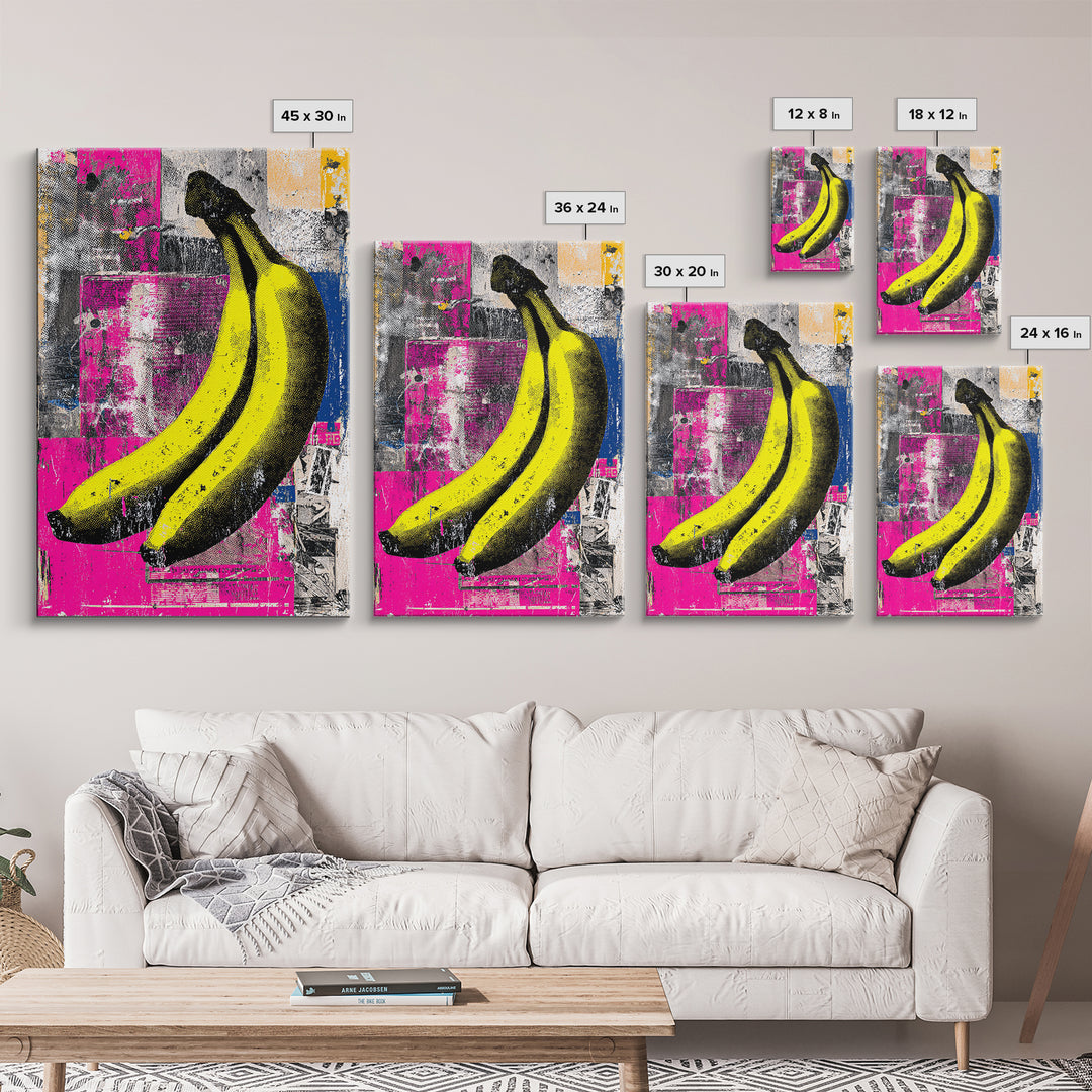 Bright Banana Still Life Canvas Print, Pop Art, Luxury Decor, Living Room Decor, Fine Art, Pop, Custom Portrait, Pet Portrait, POP-2x3-10