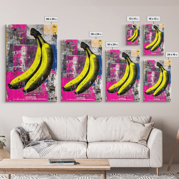Bright Banana Still Life Canvas Print, Pop Art, Luxury Decor, Living Room Decor, Fine Art, Pop, Custom Portrait, Pet Portrait, POP-2x3-10
