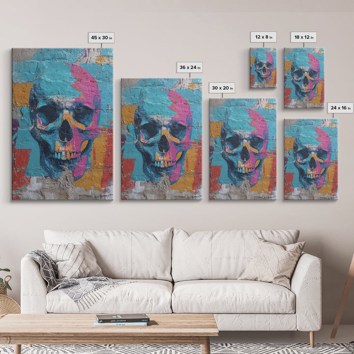 Pop Art Skull Canvas Print, Pop Art, Poster, Living Room Decor, Fine Art, Pop, Abstract Art, Bedroom Decor, Portrait, POP-2x3-79