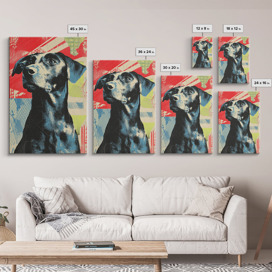 Pop Art Dog Portrait Framed Canvas Print, Pop Art, Bedroom Decor, Living Room Decor, Fine Art, Pop, 3d Art, Graffiti Art, POP-2x3-87