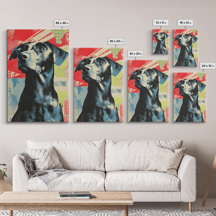 Pop Art Dog Portrait Framed Canvas Print, Pop Art, Bedroom Decor, Living Room Decor, Fine Art, Pop, 3d Art, Graffiti Art, POP-2x3-87