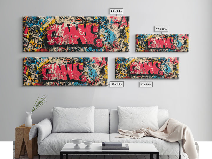 Comic Book City Skyline Canvas Print, Pop Art, Eclectic Home Decor, Living Room Decor, Fine Art, Pop, Minimalist Decor, POP-3x1-93