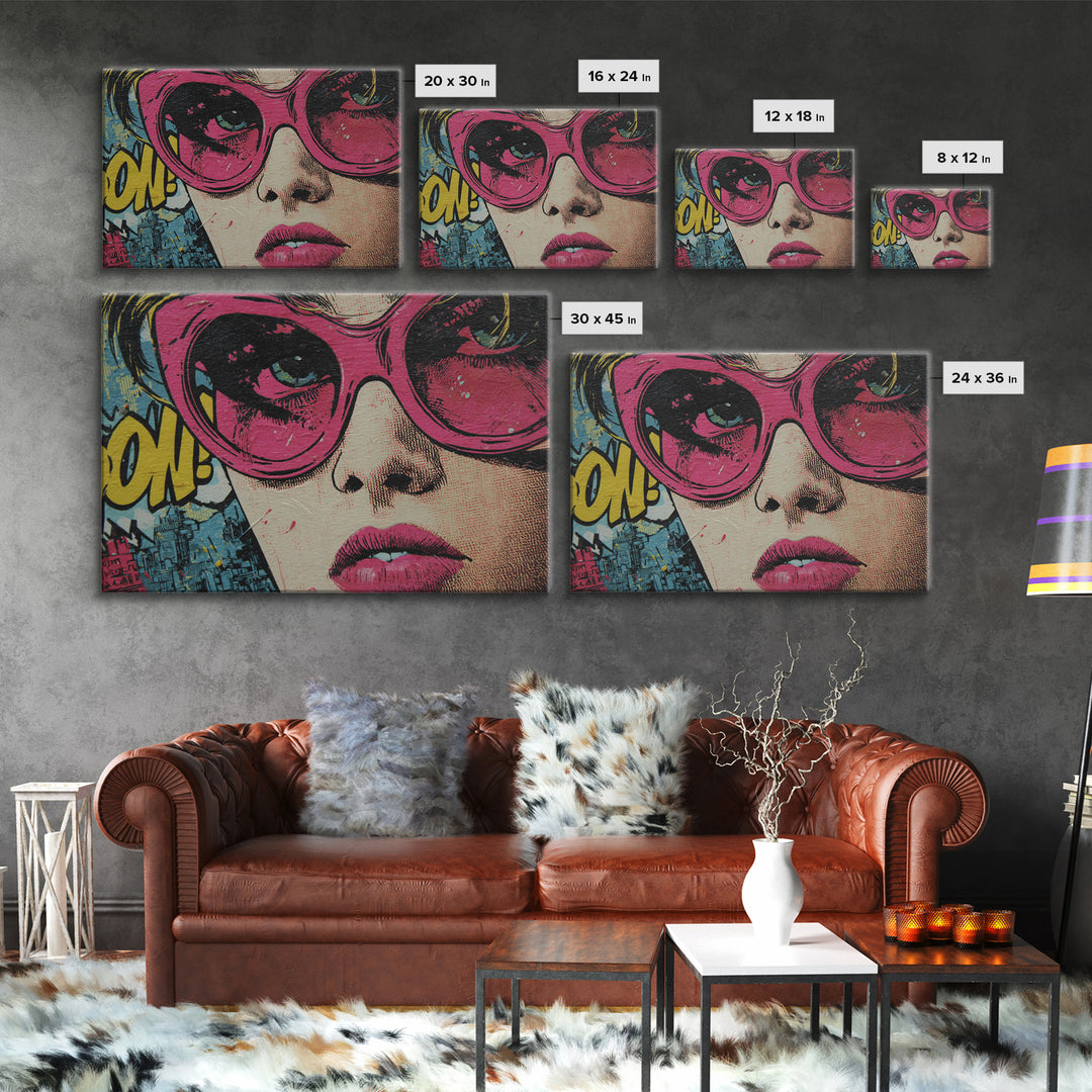 Glamorous Sunglasses Face Canvas Print, Pop Art, Original Art, Living Room Decor, Pop, Original Artwork, Football Wall Art, POP-3x2-12