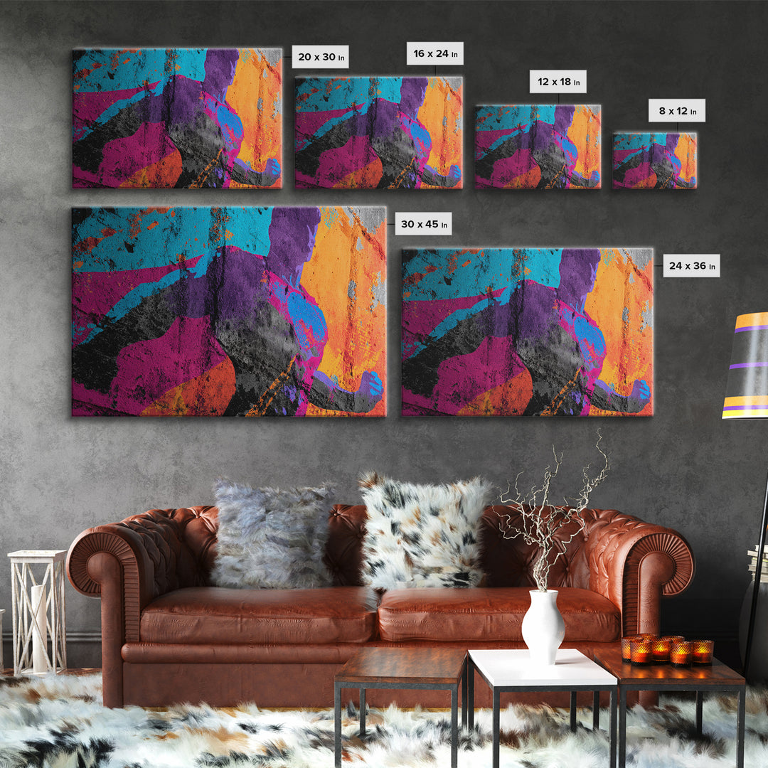 Superhero Silhouette in Dynamic Color Fields Canvas Print, Pop Art, Textured Painting, Living Room Decor, Abstract Art, Pop, POP-3x2-67