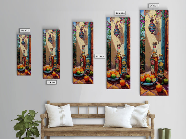 Mediterranean Still Life Canvas Painting Framed and Printed, Textured Wall Art, Rustic Vertical Framed Art for Living Room, Colorful Art