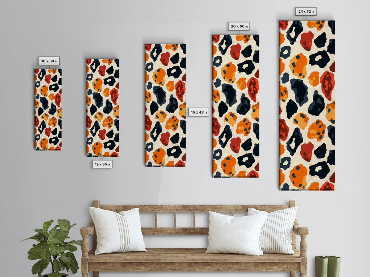 Retro Art Deco Cheetah Print Wall Art, Framed Canvas Print, MCM Style, Mid-century Modern Wall Art, Living Room Art, 70s Style Decor