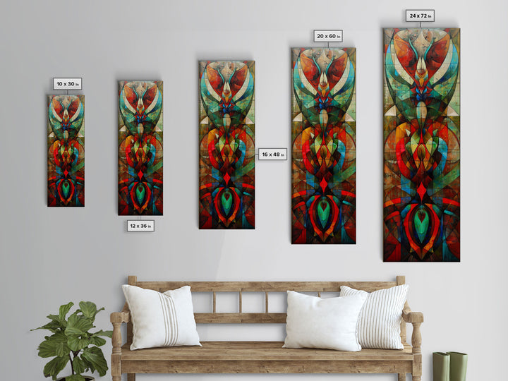Gold Fan Pattern on Black Background - Framed Canvas Print, Midcentury Modern Art, Skinny Art, Tall Art, Living Room Wall Decor, Art Deco Style