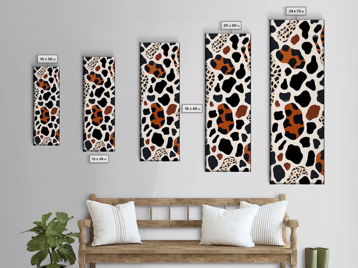 Retro Cheetah Print Wall Art Framed Canvas Print, MCM Style Art, Retro 70s Style Decor, Wood Frame Wall Art, Vintage Inspired Decor