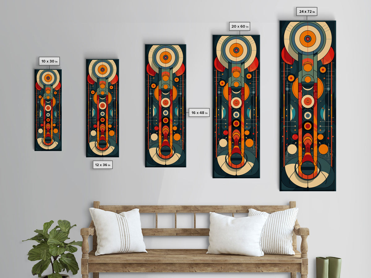 Retro Art Deco Geometric Patterns Wall Art Framed Canvas Print, Scifi / Science Fiction Decor